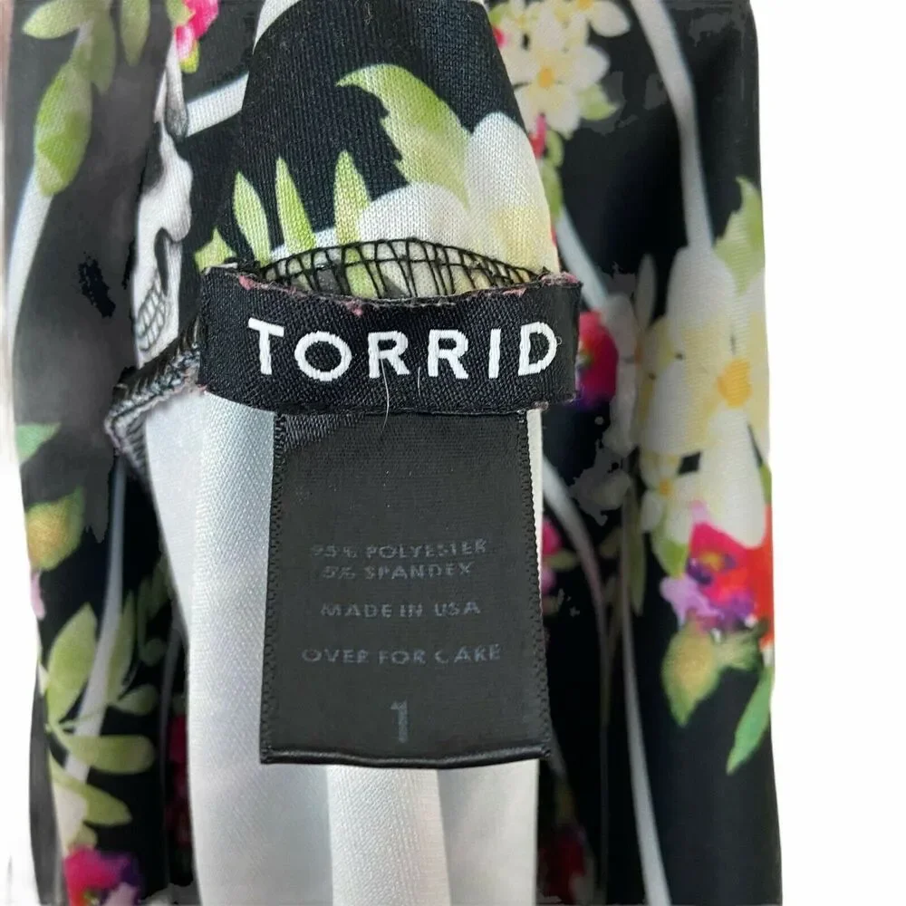 Torrid Pencil Skirt Skull And Flowers Women's Multicolor Knee Length Size 1X